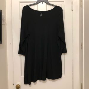 Black knit asymmetric hem dress tunic 2X